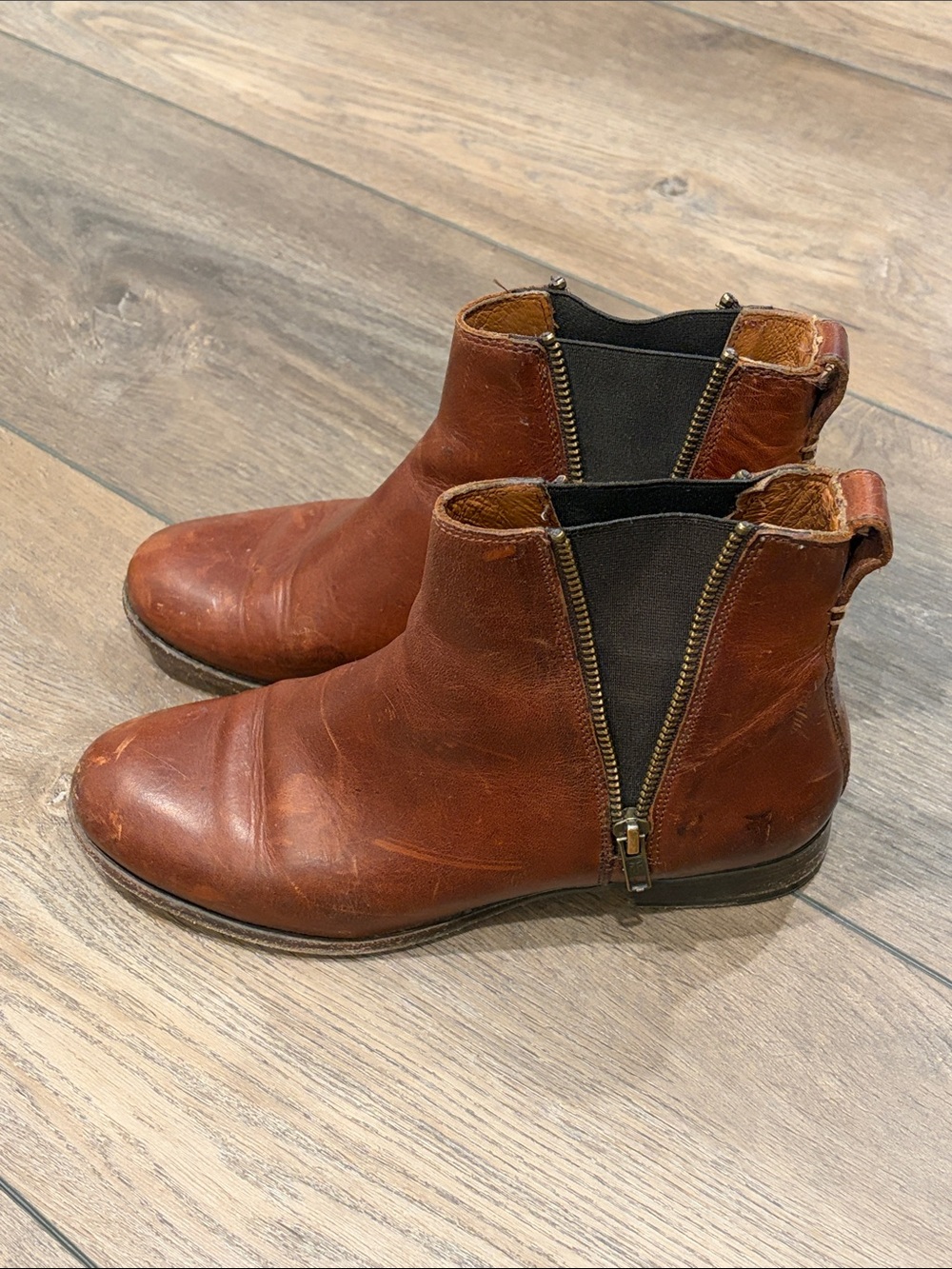 Frye Brown Leather Side-Zip Women's Ankle Booties